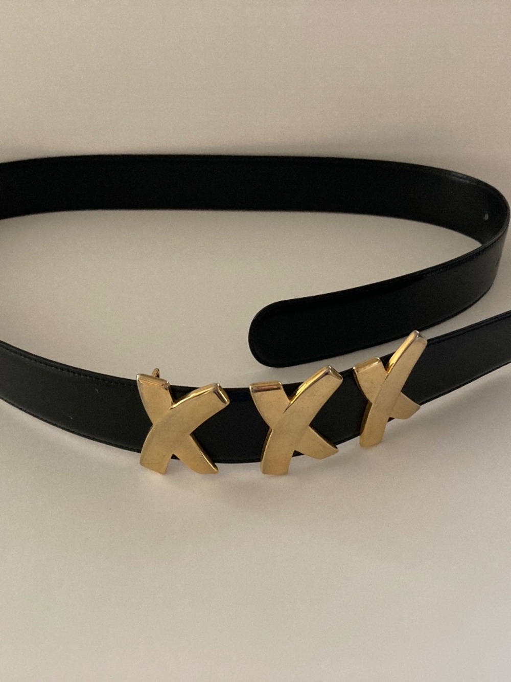 Paloma Picasso Vintage Triple X (Kiss) Black Leather Belt/L/Excellent Condition! - Picture 2 of 9